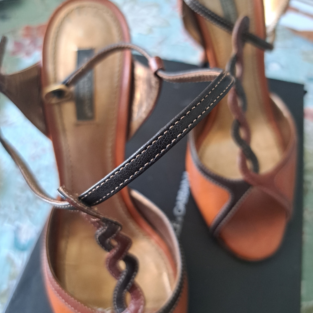 Dolce & Gabbana Two-Tone Brown and Black Braided-Strap Heels